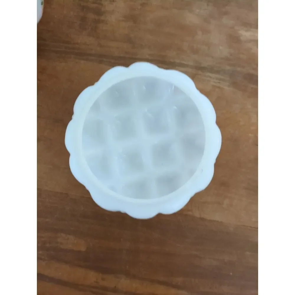 Vintage Consolidated Glass Company Con Cora Tufted Milk Glass Cookie Biscuit Jar